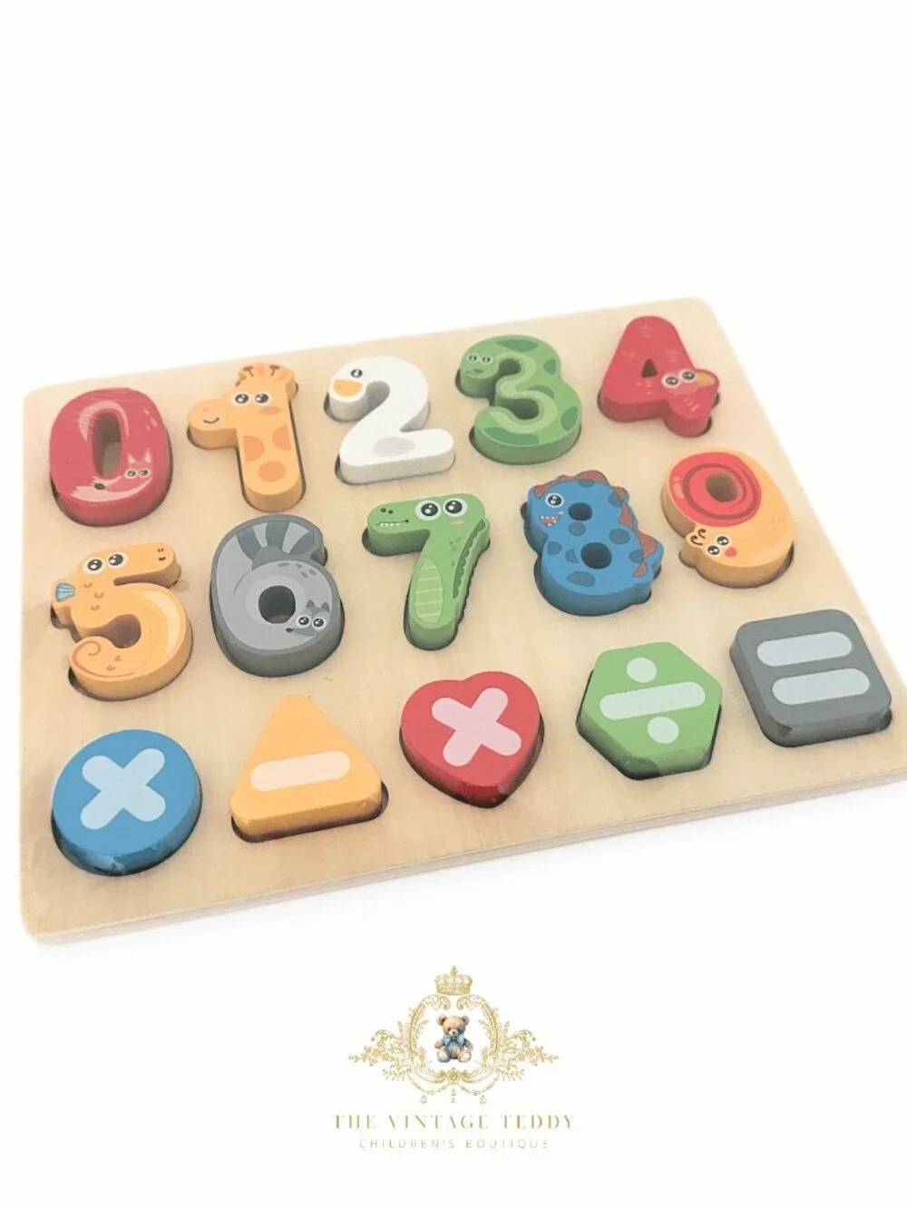 NWT Cute Wooden Numbers Animal Characters Fun Play Set Kids Early Learning Toys